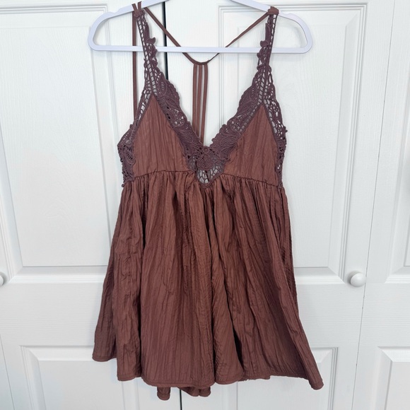 Free People Dresses & Skirts - Free People Brown Lace Mini Dress - XS